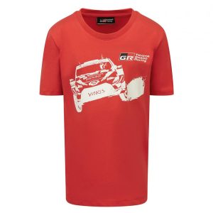 Camiseta infantil roja impreso el Toyota yaris wrc