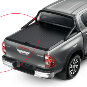 Cubierta enrollable de aluminio negro y barras antivuelco negro mate Toyota Hilux